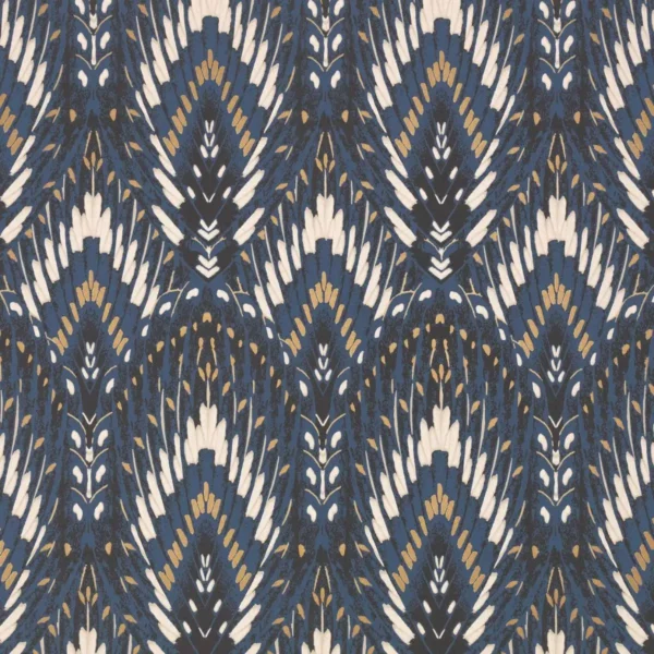 Lolana Wallcovering - Cobalt by blue botanical wallpaper from romo
