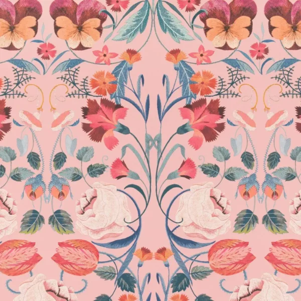 Bonita Matte Wallcovering - Chateau Rose by pink botanical wallpaper from romo