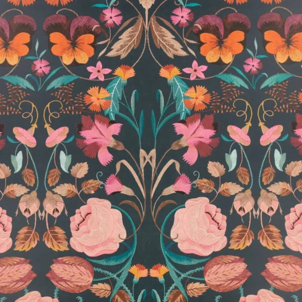 Bonita Matte Wallcovering - Rosa by pink botanical wallpaper from romo