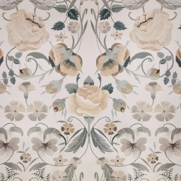 Bonita Shimmer Wallcovering - Sonnet by neutral botanical wallpaper from romo