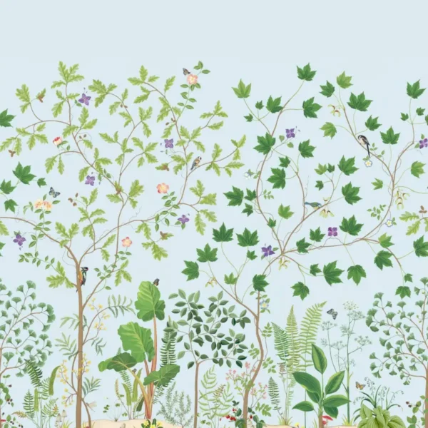 Sycamore and Oak Wallpaper - Sky Blue by blue botanical wallpaper from sanderson