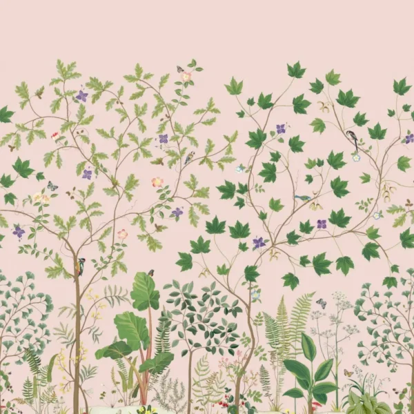 Sycamore and Oak Wallpaper - Wild Rose by green botanical wallpaper from sanderson