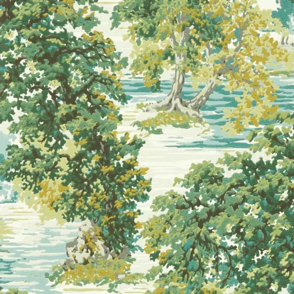 Ancient Canopy Wallpaper - Sap Green by green botanical wallpaper from sanderson