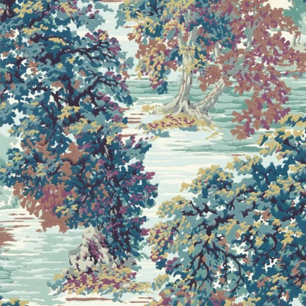Ancient Canopy Wallpaper - Forest Green by blue botanical wallpaper from sanderson