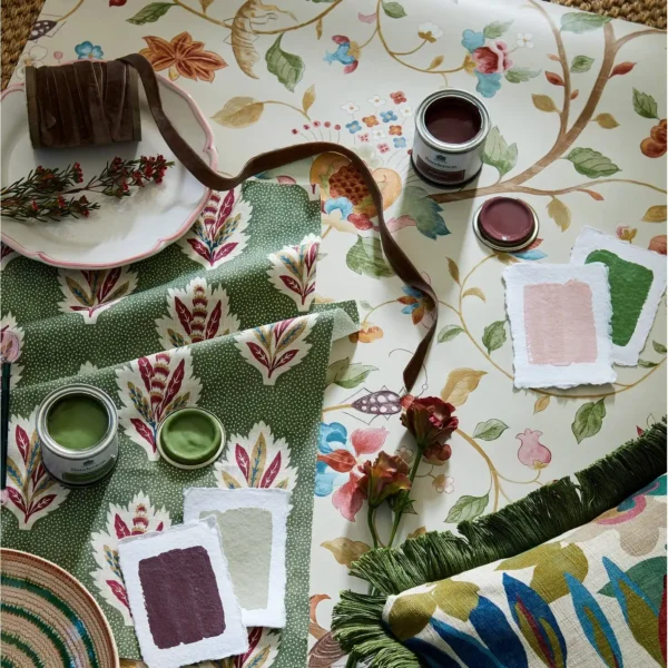 Arils Garden Wallpaper - Teal / Russet by Arils Garden Wallpaper - Teal / Russet from