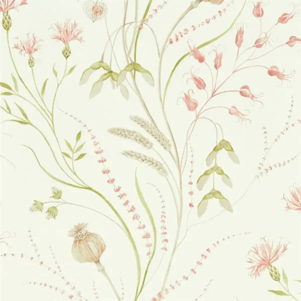 Summer Harvest Wallpaper - Claret / Olive by multicolour botanical wallpaper from sanderson