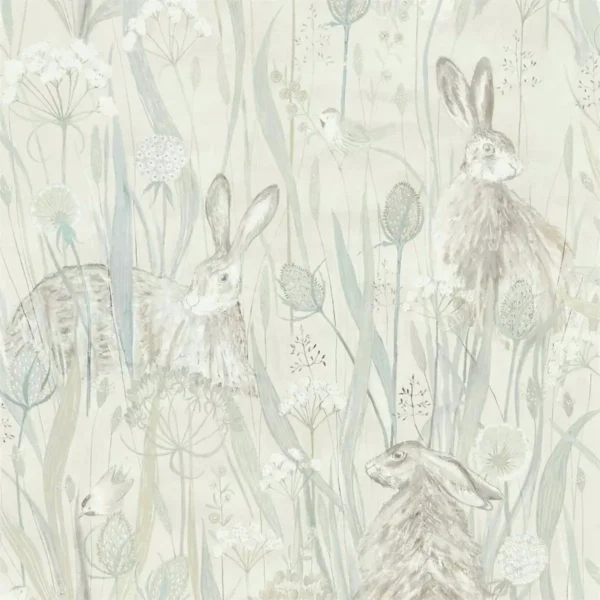 Dune Hares Wallpaper - Mist / Pebble by black-grey animal wallpaper from sanderson
