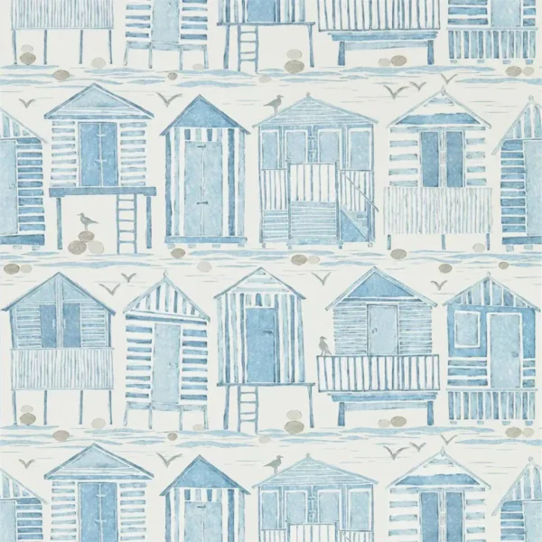 Beach Huts Wallpaper - Marine by blue misc wallpaper from sanderson