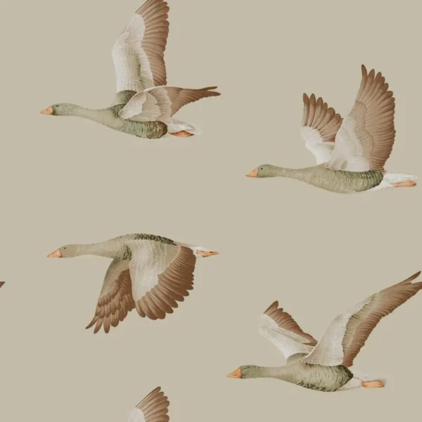 Elysian Geese Wallpaper - Briarwood by brown animal wallpaper from sanderson
