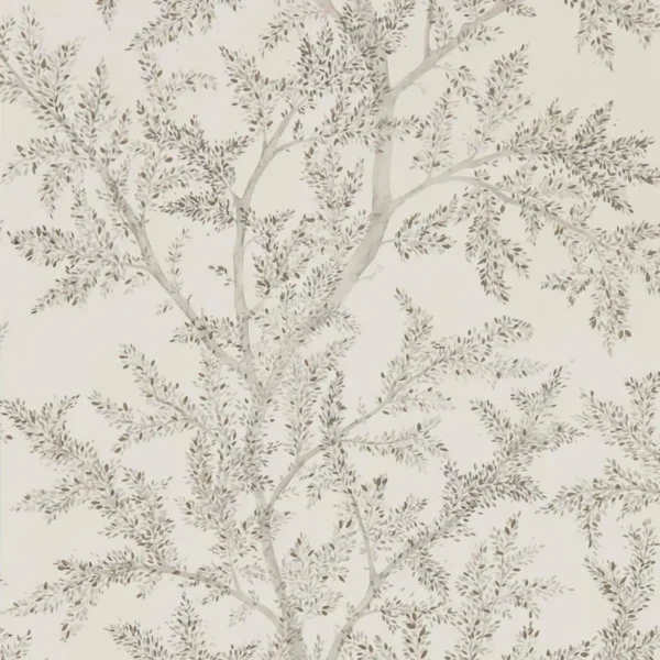 Farthing Wood Wallpaper - Silver by black-grey botanical wallpaper from sanderson