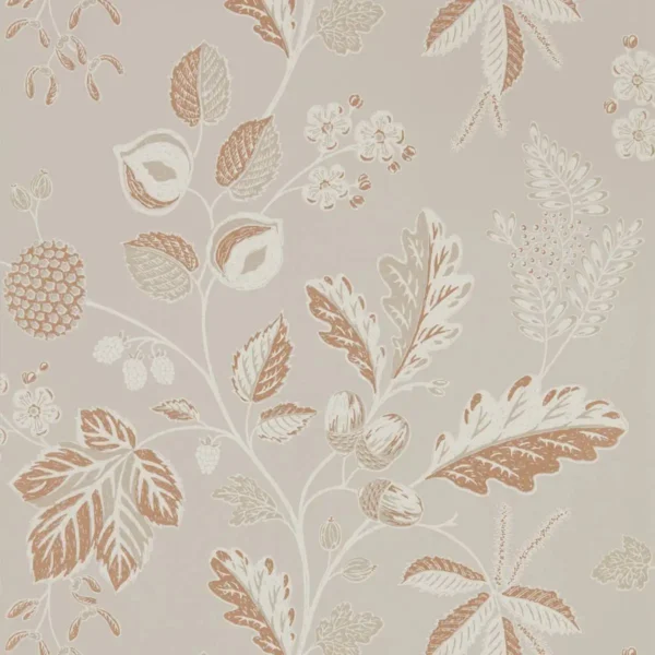 Warwick Wallpaper - Taupe by brown botanical wallpaper from sanderson