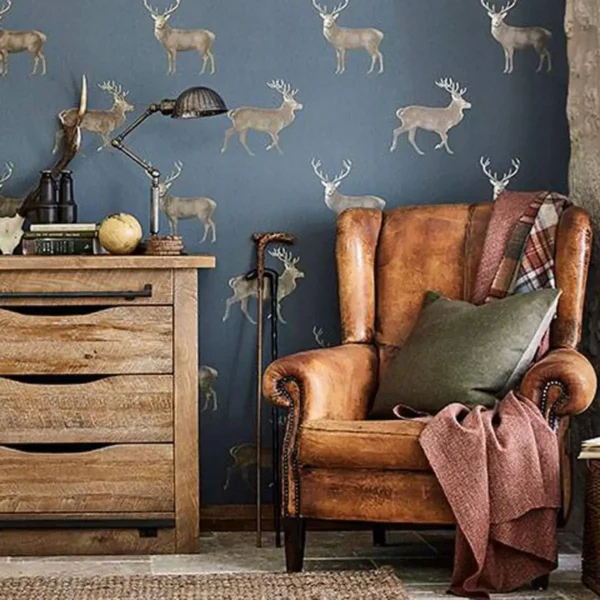 Evesham Deer Wallpaper - Indigo by Evesham Deer Wallpaper - Indigo from