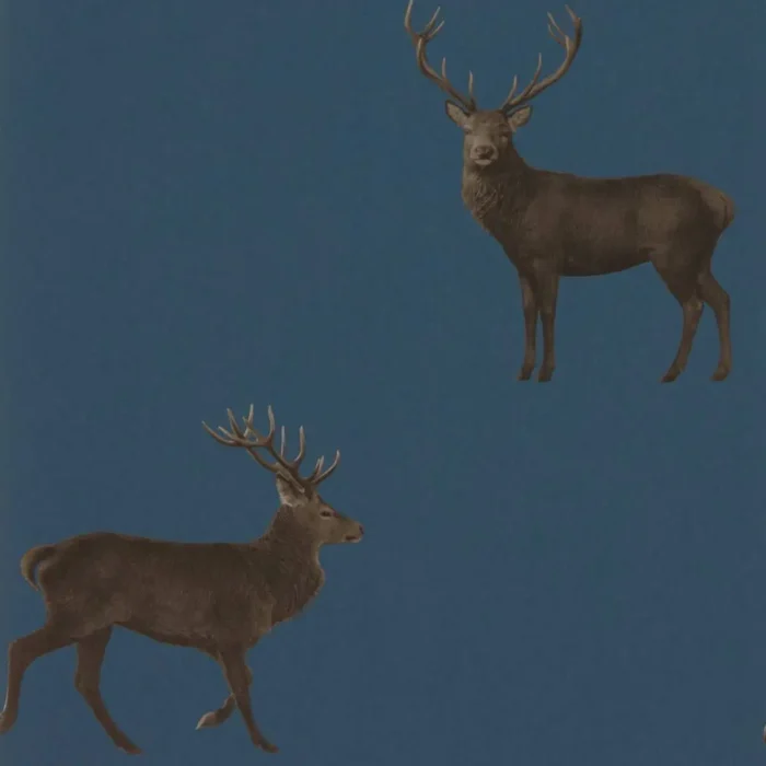 Evesham Deer Wallpaper - Indigo swatch