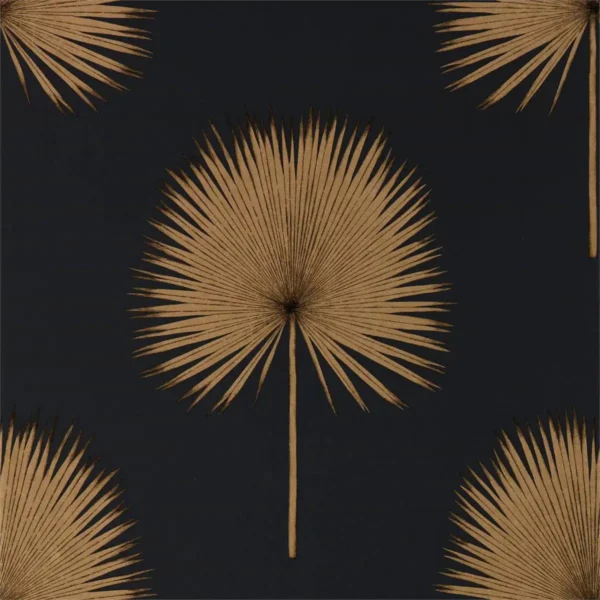 Fan Palm Wallpaper - Charcoal / Gold by black-grey botanical wallpaper from sanderson
