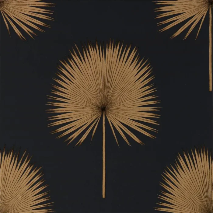 Fan Palm Wallpaper - Charcoal / Gold swatch
