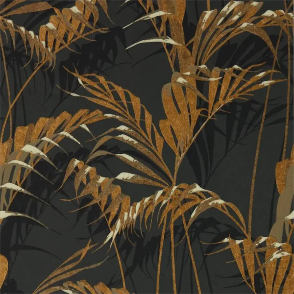black-grey botanical wallpaper from sanderson