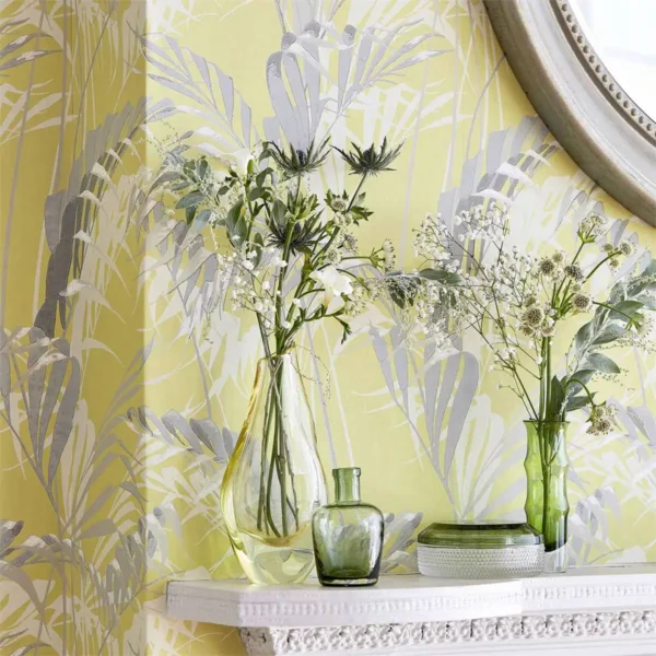 Palm House Wallpaper - Chartreuse / Grey by Palm House Wallpaper - Chartreuse / Grey from