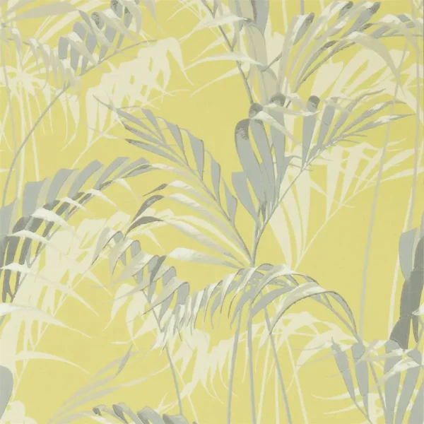 Palm House Wallpaper - Chartreuse / Grey by yellow botanical wallpaper from sanderson