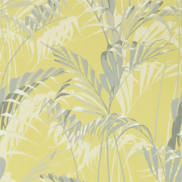 Palm House Wallpaper - Chartreuse / Grey swatch