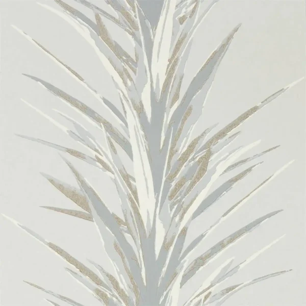 Yucca Wallpaper - Grey / Gilver by black-grey botanical wallpaper from sanderson