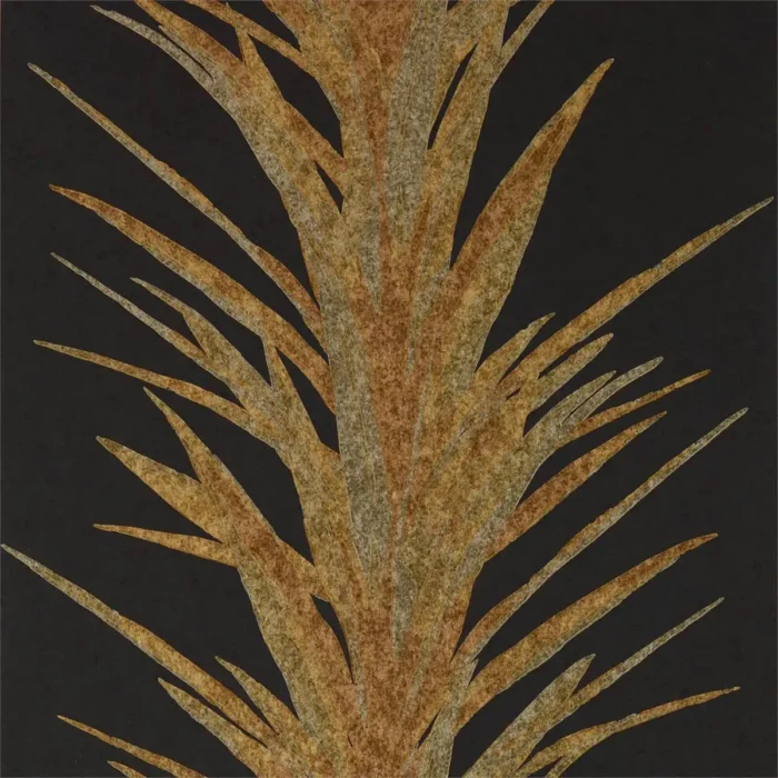 Yucca Wallpaper - Charcoal / Gold swatch