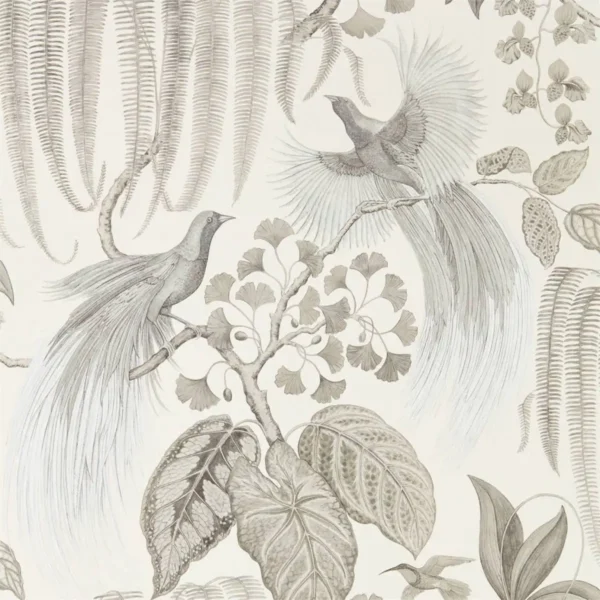 Bird of Paradise Wallpaper - Linen by black-grey botanical wallpaper from sanderson