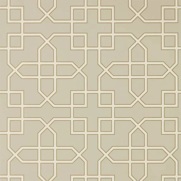Hampton Trellis Wallpaper - Linen by brown geometric wallpaper from sanderson