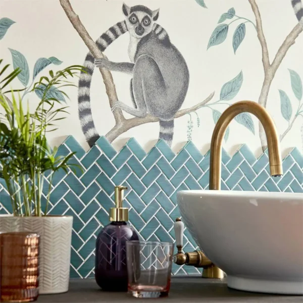 Ringtailed Lemur Wallpaper - Stone / Eucalyptus by Ringtailed Lemur Wallpaper - Stone / Eucalyptus from
