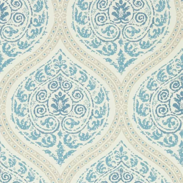 Madurai Wallpaper - Indigo by blue geometric wallpaper from sanderson