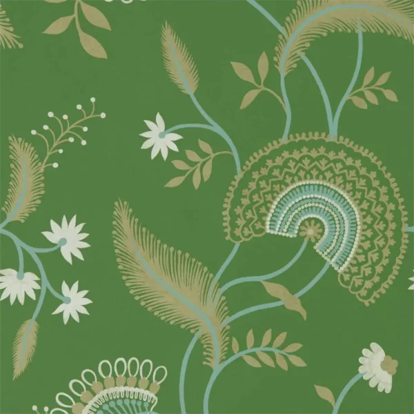 Hakimi Wallpaper - Emerald by green botanical wallpaper from sanderson