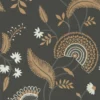 black-grey botanical wallpaper from sanderson