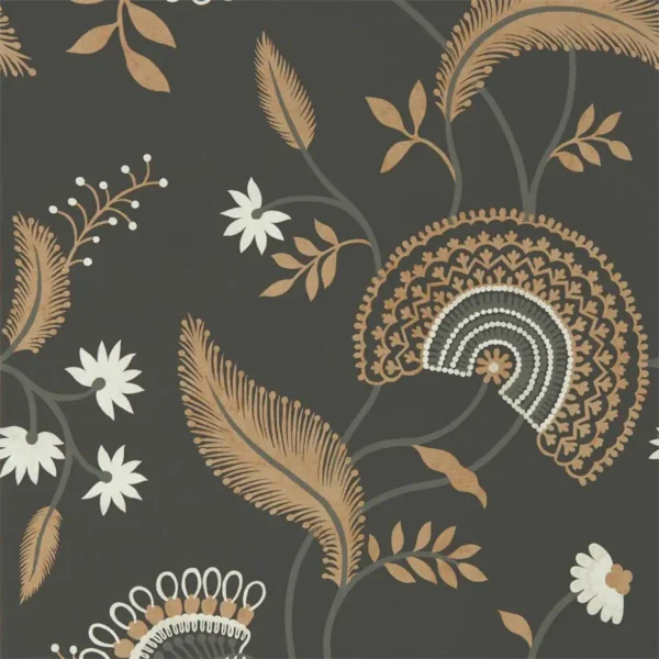 black-grey botanical wallpaper from sanderson