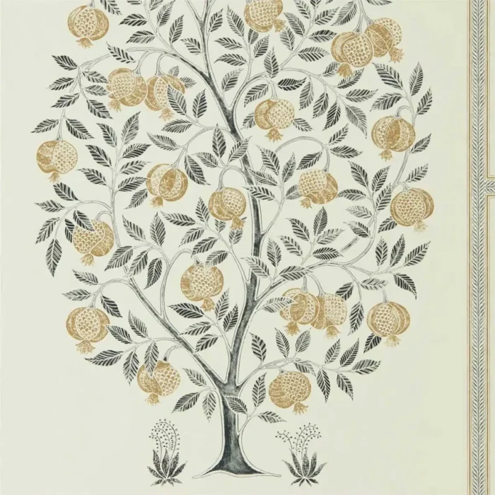 Anaar Tree Wallpaper - Charcoal / Gold swatch