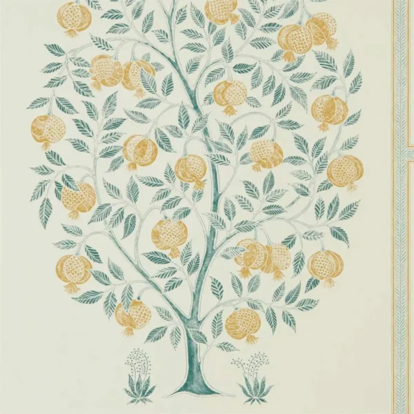 Anaar Tree Wallpaper - English Grey / Woad by brown botanical wallpaper from sanderson