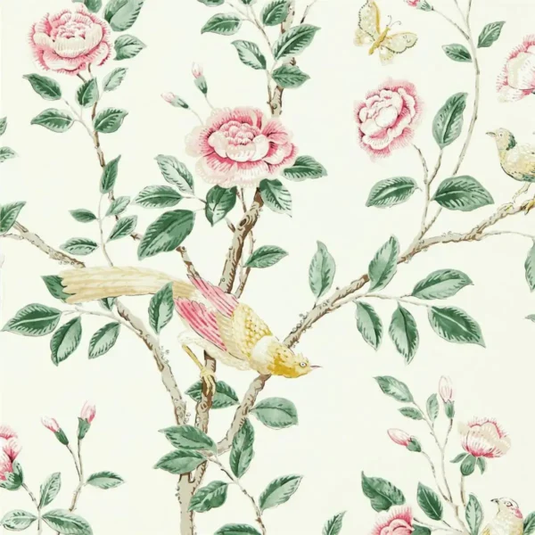 Andhara Wallpaper - Rose / Cream by green animal wallpaper from sanderson