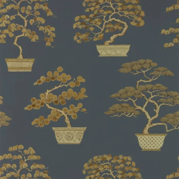 black-grey botanical wallpaper from sanderson