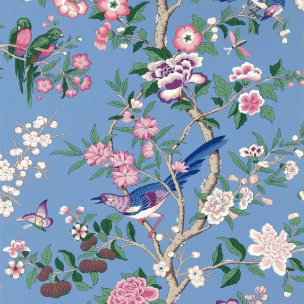 Chinoiserie Hall Wallpaper - Blueberry / Purple by blue animal wallpaper from sanderson