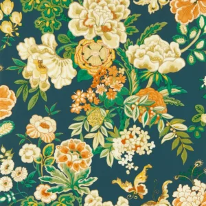 blue botanical wallpaper from sanderson
