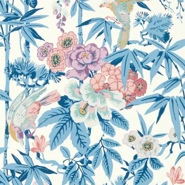 blue botanical wallpaper from sanderson