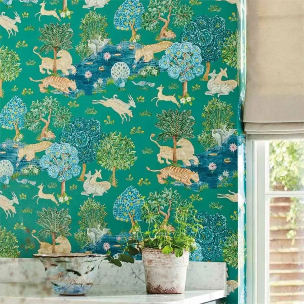 Andhara Wallpaper - Sea Glass / Lemon from
