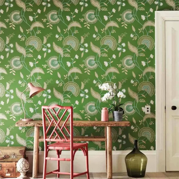 Andhara Wallpaper - Teal / Turmeric by Andhara Wallpaper - Teal / Turmeric from