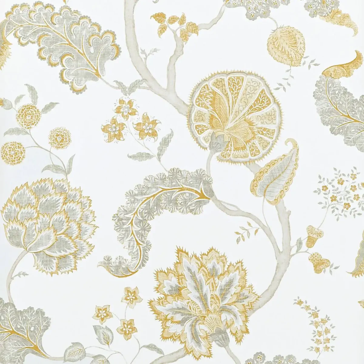Palampore Wallpaper - Silver / Gold by black-grey botanical wallpaper from sanderson