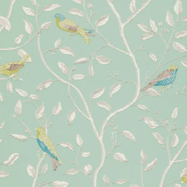 Finches Wallpaper - Duckegg by blue animal wallpaper from sanderson