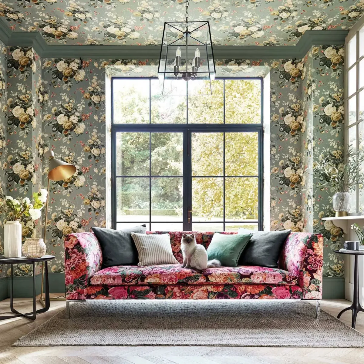 Very Rose and Peony Wallpaper - Kingfisher / Rowan Berry by Very Rose and Peony Wallpaper - Kingfisher / Rowan Berry from