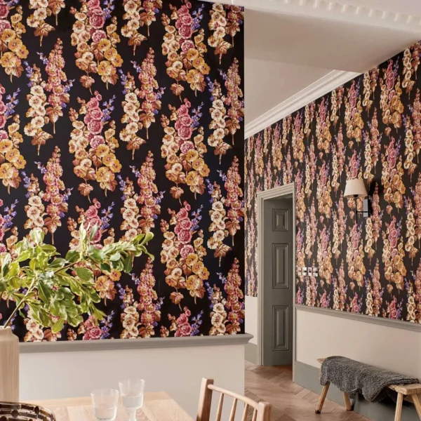 Rose and Peony Wallpaper - Amanpuri Red / Devon Green by Rose and Peony Wallpaper - Amanpuri Red / Devon Green from
