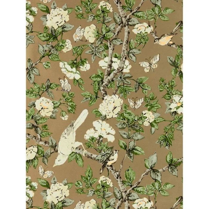 Caverley Wallpaper - Gold Metallic / Gardenia Green swatch