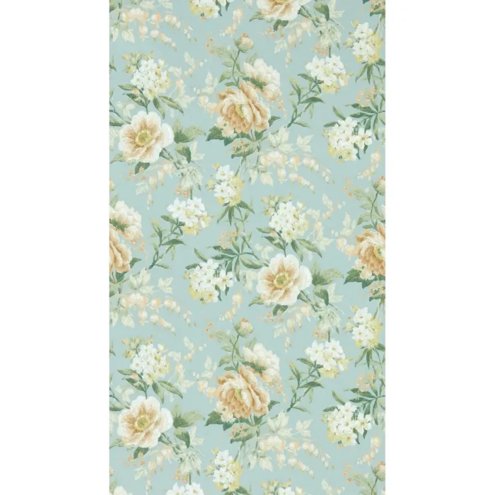 Olivia Wallpaper - Sky Mist / Tan fabric swatch DOSW217039