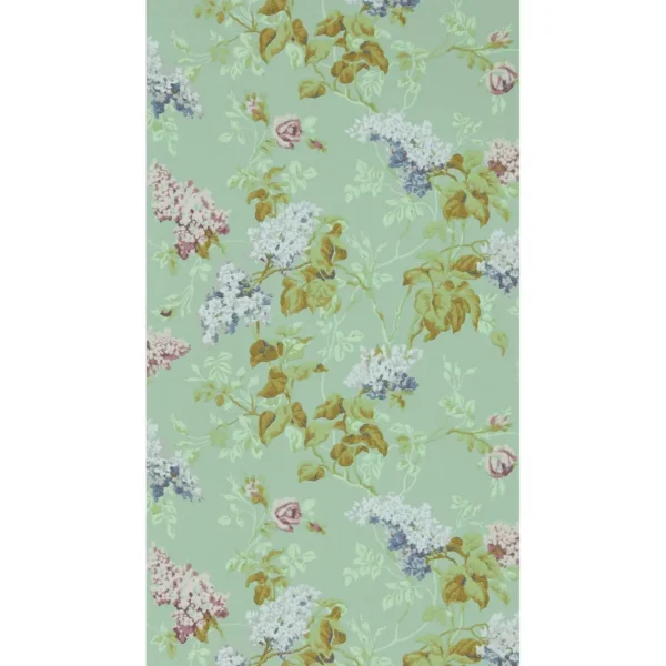 Sommerville Wallpaper - Mint / Plum by green botanical wallpaper from sanderson