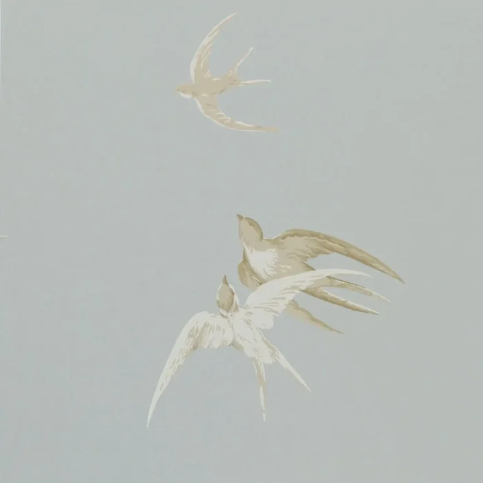 Swallows Wallpaper - Silver fabric swatch DVIWSW104