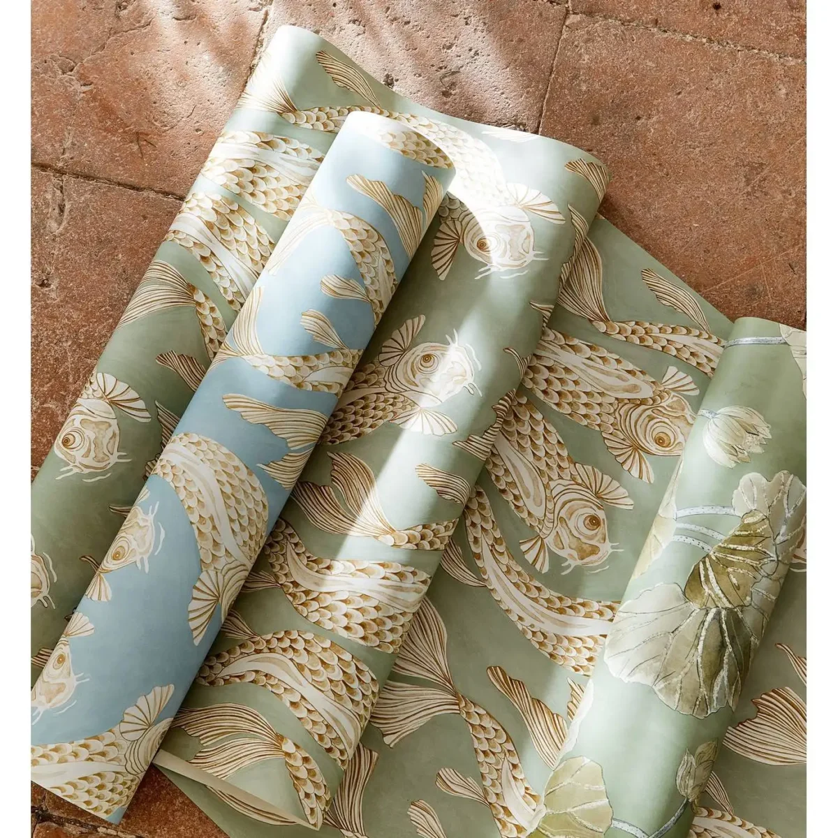 Voyaging Koi Wallpaper - Clear Sky / Persimmon by Voyaging Koi Wallpaper - Clear Sky / Persimmon from